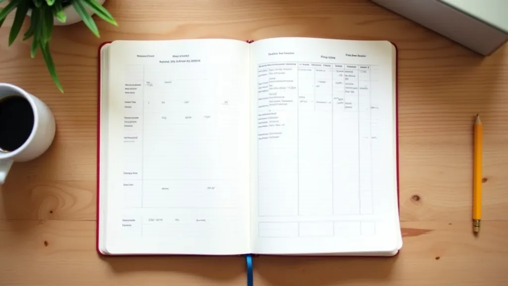 Notebook with progress tracking chart showing language learning milestones and vocabulary count over months