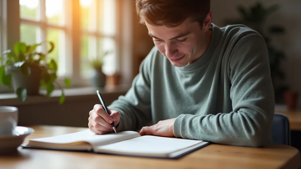 Person studying at desk with notebook and calendar showing daily schedule planning